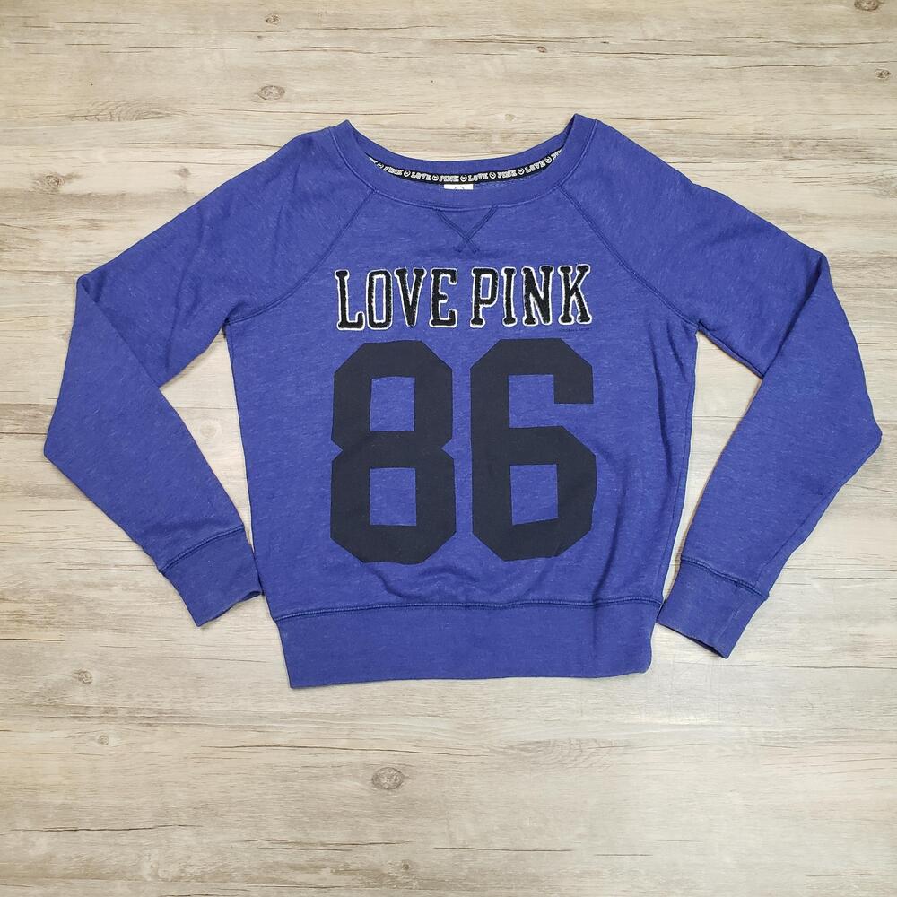 Victoria's Secret Pink Sweatshirt Womens Small Love Pink 86 Pullover Crewneck
